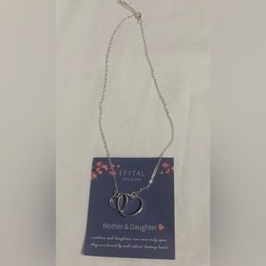 Sterling silver Mother and daughter two hearts chain. 10” L
